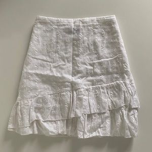 White linen skirt with embroidered flowers